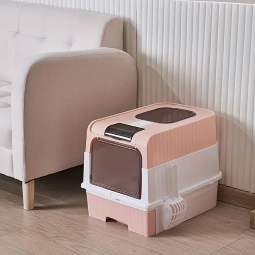 Bac à litière Fermé pour Chat avec Sortie vers le haut (Rose | Vert)