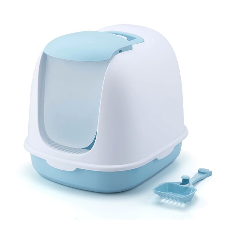 Bac à litière pour chat portable avec poignée dissimulée, design détachable
