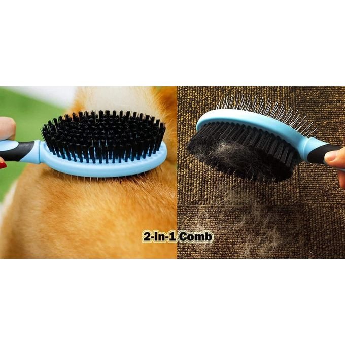 Brosse de Toilettage Double Face pour Chien et Chat – Anti-Poils, Démêlante et Massage 2 en 1