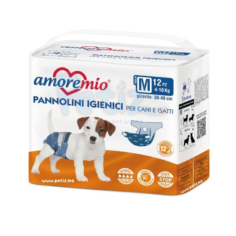 Amore Mio Couches pour chien et chat – Couche hygiéniques, Taille M