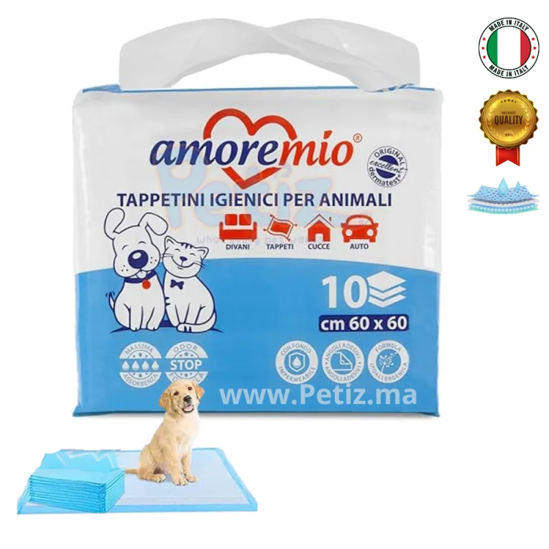Amore Mio Tapis hygiéniques pour Toilettage et Apprentissage Propreté des Chiots Chiens et Chats jetable Super Absorbant