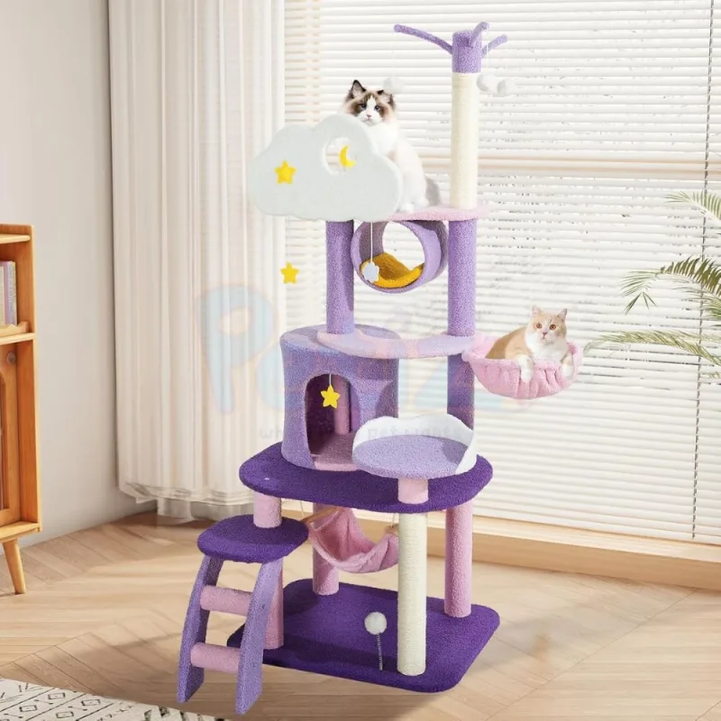 Arbre à chat clair de lune XL (165 cm) espace de jeu pour chat griffoirs