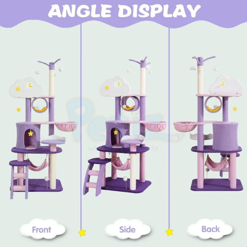 Arbre à chat clair de lune XL (165 cm) espace de jeu pour chat griffoirs
