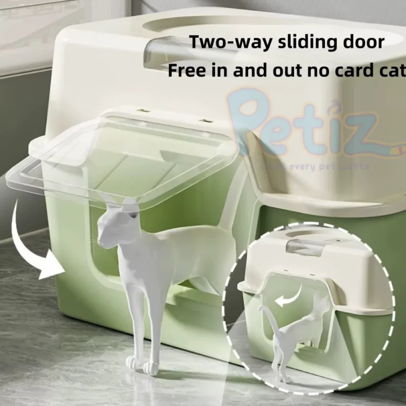 Bac à Litière Fermé pour Chat – Toilettes Surdimensionnées avec Système Désodorisant Intégré – Espace Hygiénique, Intime et Anti-Odeurs