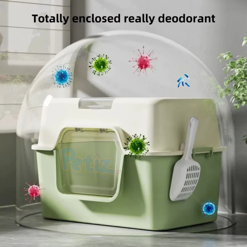 Bac à Litière Fermé pour Chat – Toilettes Surdimensionnées avec Système Désodorisant Intégré – Espace Hygiénique, Intime et Anti-Odeurs