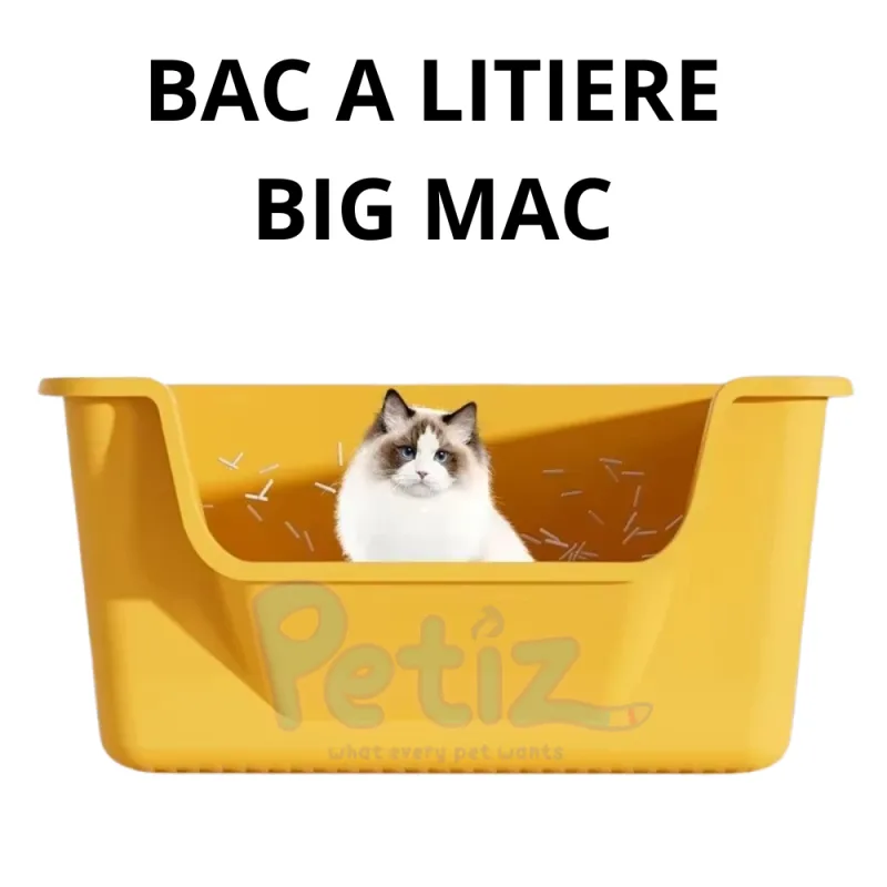 Bac à Litière pour Chat Big Mac – Grande Capacité Semi-Fermé en Plastique avec Design Anti-Éclaboussures – Confort, Hygiène et Simplicité d’Entretien