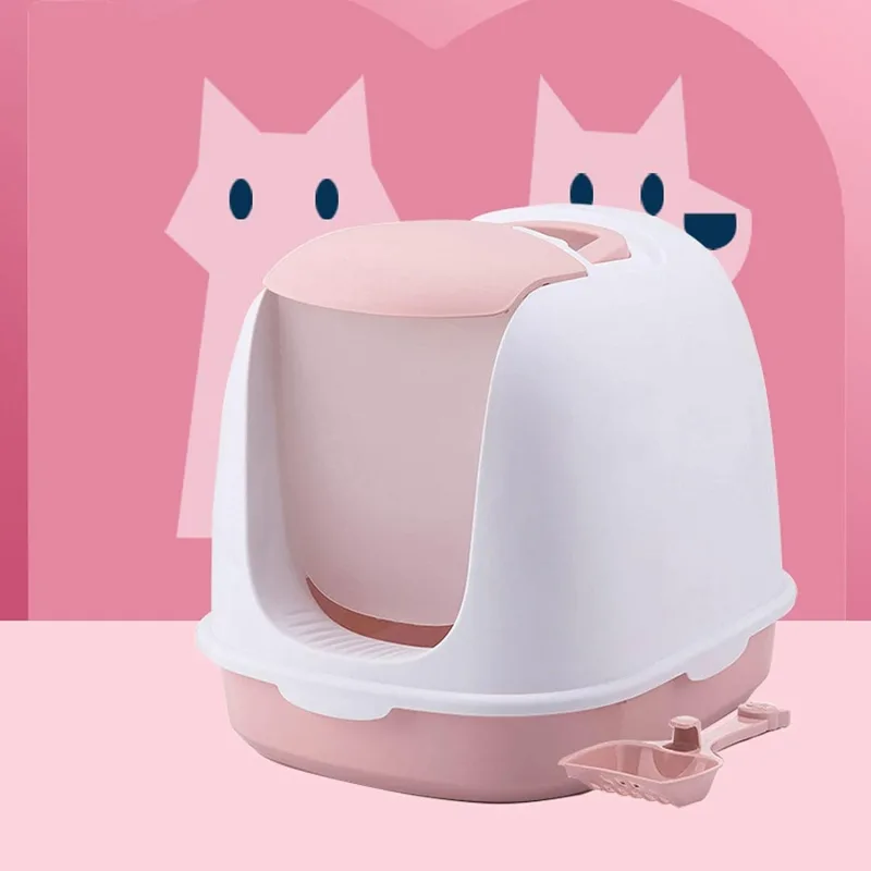 Bac à litière pour chat portable avec poignée dissimulée, design détachable