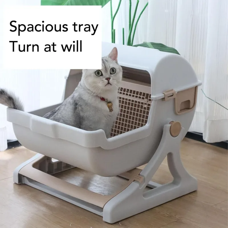 Bac à Litière Semi-Automatique pour Chat – Grande Capacité 20 pouces