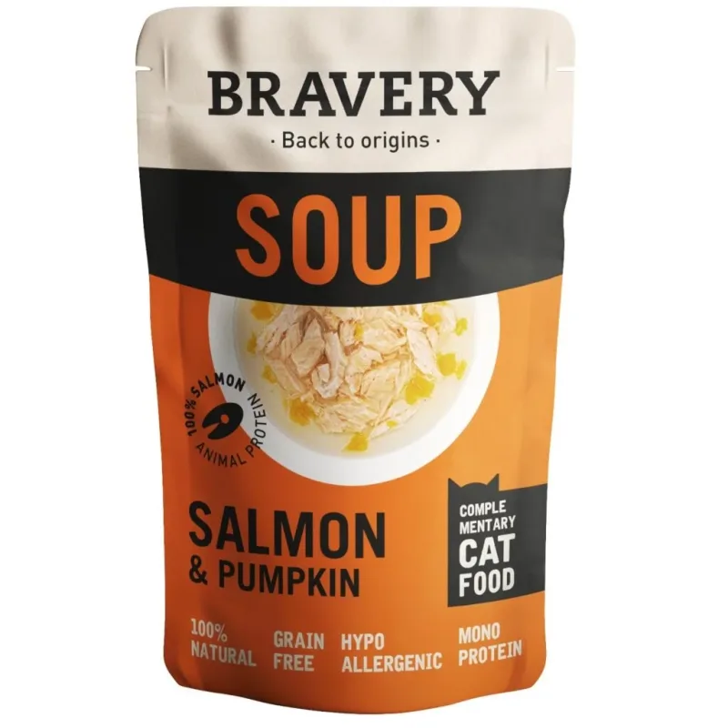 Bravery Soupe pour Chat Adulte – Aliment Humide Naturel Riche en Protéines | Poulet, Saumon ou Sardine