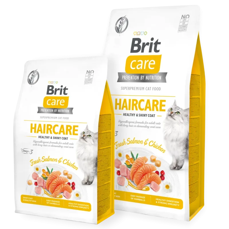 Brit Care Cat Grain-Free Haircare Healthy & Shiny Coat – Croquettes Sans Céréales pour Chats Adultes à Poils Longs et Pelage Sensible