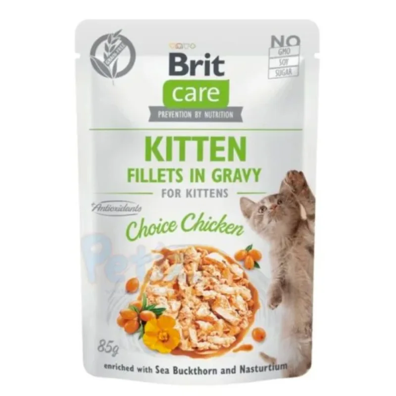 Brit Care Cat Kitten Fillets in Gravy – Nourriture humide pour chaton – Filets de poulet en sauce