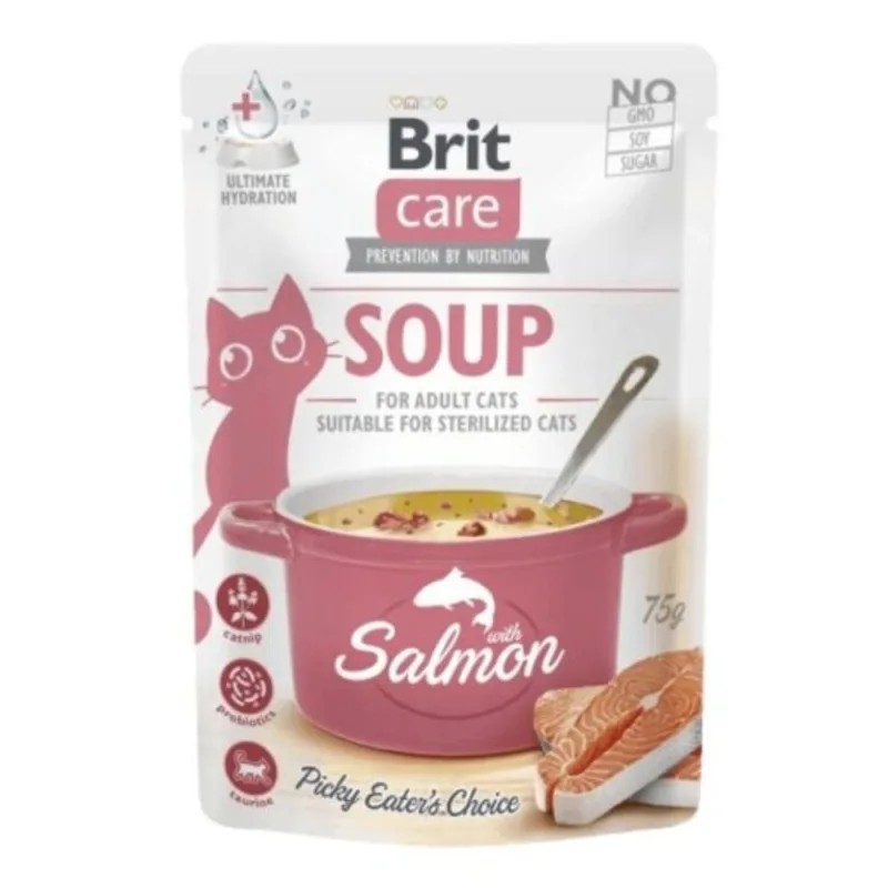 Brit Care Cat Soup Salmon – Soupe Humide Sans Céréales au Poulet et Saumon pour Chats Adultes