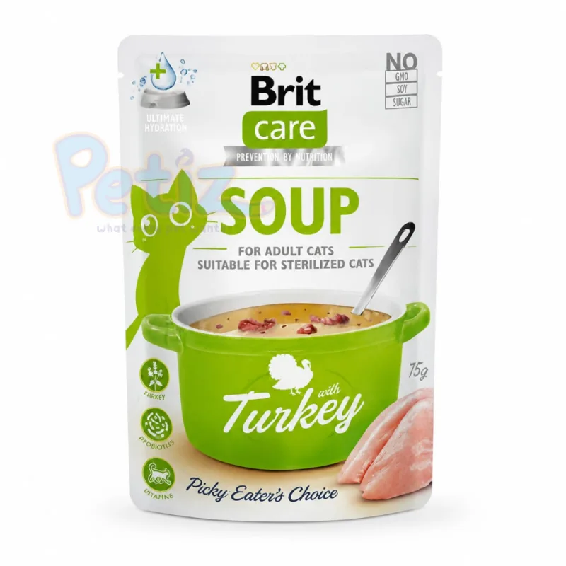 Brit Care Cat Soup Turkey – Soupe Humide Sans Céréales au Dinde pour Chats Adultes