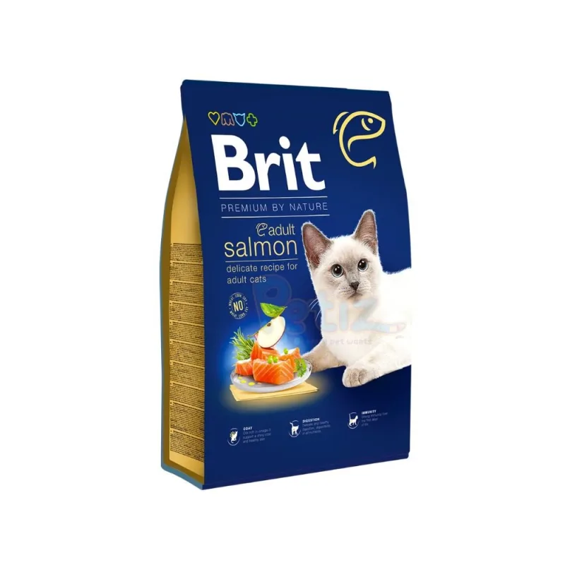 Brit Premium by Nature – Croquettes au Saumon pour Chat Adulte – Aliment Complet Naturel et Équilibré
