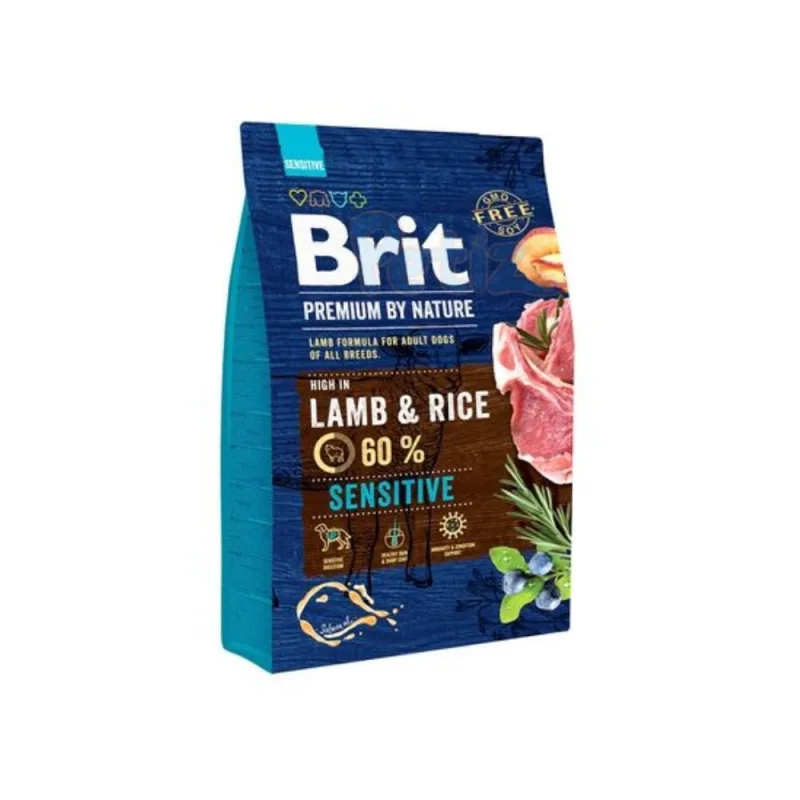 Brit Premium by Nature Sensitive Lamb – Aliment complet sans blé pour chiens adultes sensibles – Sac
