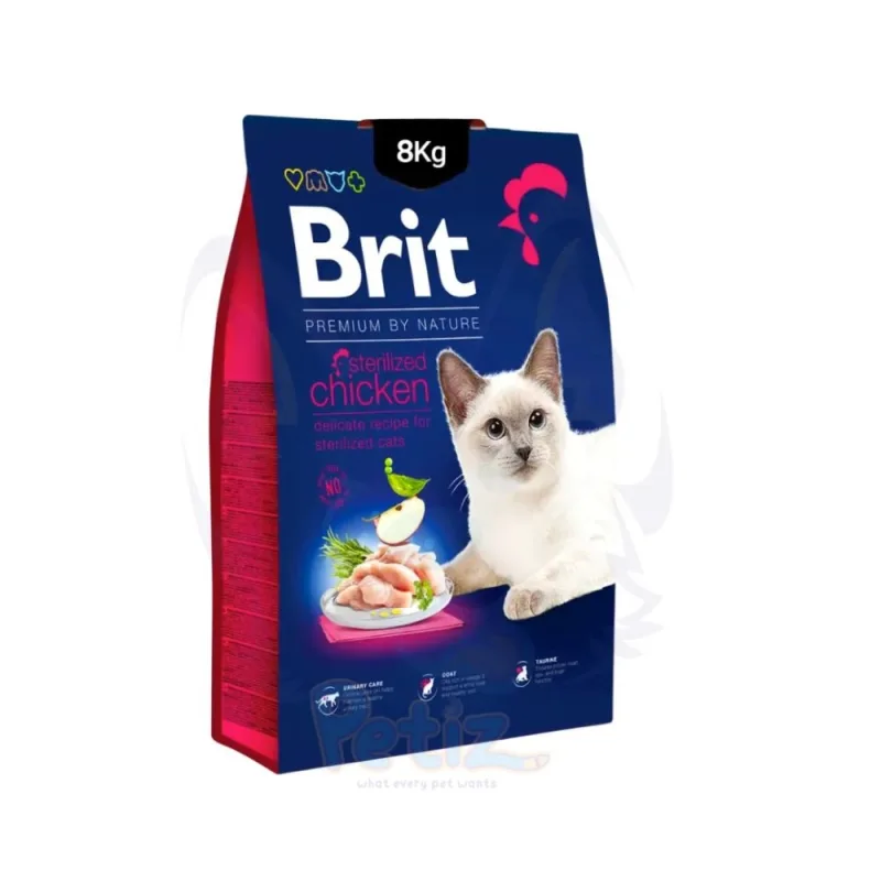 Brit Premium Chat Stérilisé Chicken – Gestion du Poids – Santé des Voies Urinaires – Digestion Améliorée – Soutien Immunitaire