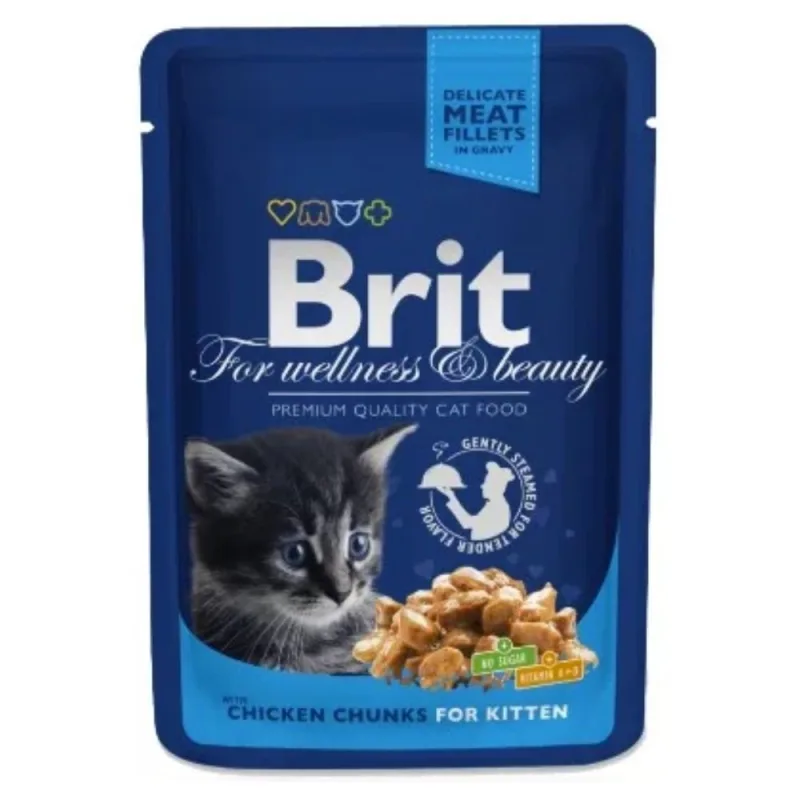 Brit Premium Pochon poulet tendre pour chaton Kitten – 80% de viande et sous-produits animaux