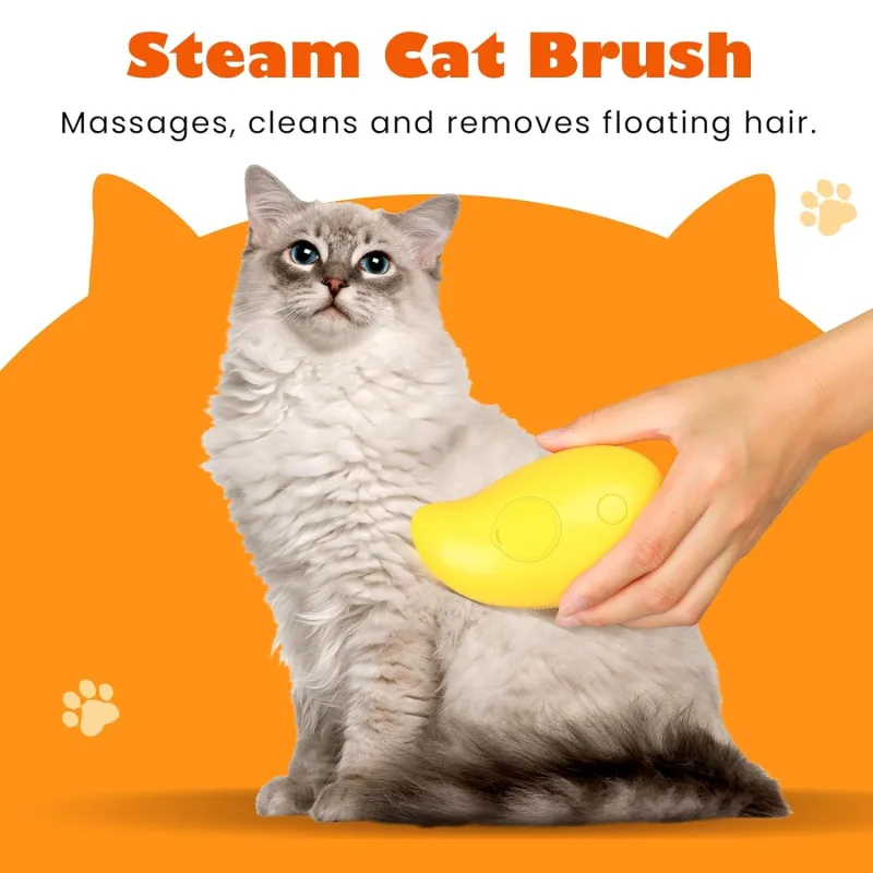 Brosse à Vapeur Mango 3 en 1 pour Chien et Chat éliminer les poils morts soin du pelage
