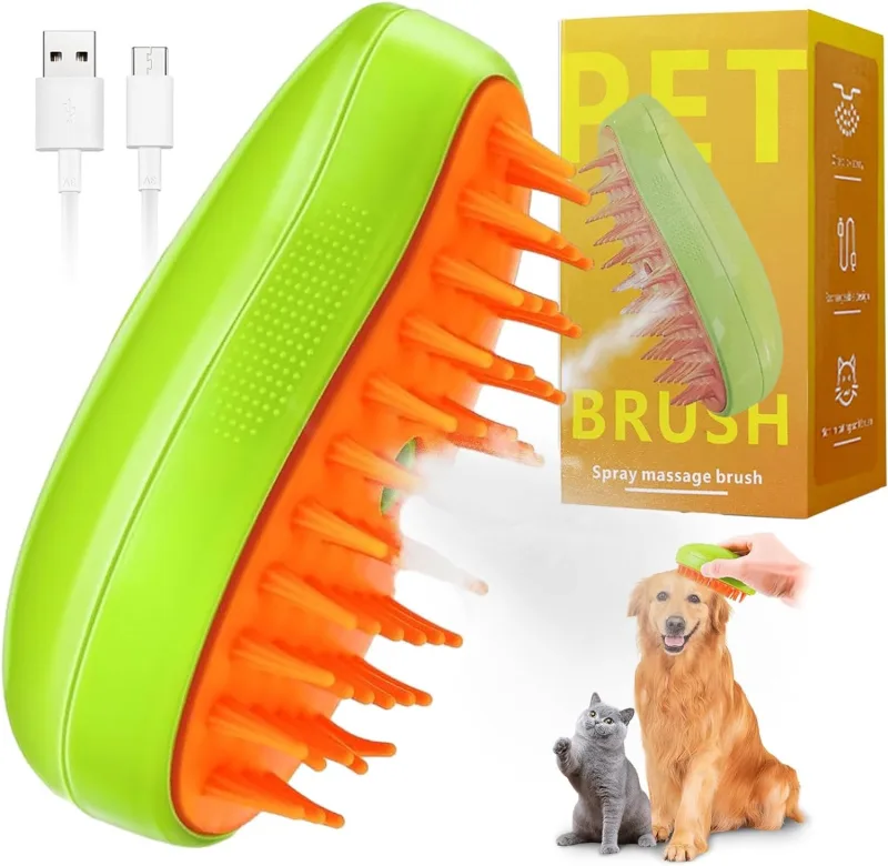 Brosse à Vapeur Mango 3 en 1 pour Chien et Chat éliminer les poils morts soin du pelage