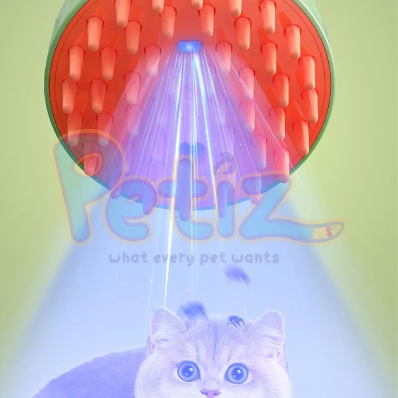 Brosse à Vapeur pour Chat et Chien – Toilettage 3 en 1 avec Pulvérisation, Lumière UV et Extraction Facile des Poils