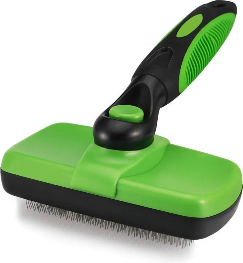 Brosse Bouton de toilettage pour chiens, chats, lapins et chevaux, 18 x 12 x 7 cm rétractable, facile à nettoyer, ergonomique en acier inoxydable. Peigne outil professionnel de toilettag