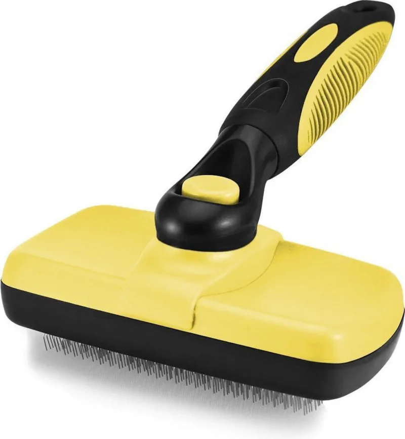 Brosse Bouton de toilettage pour chiens, chats, lapins et chevaux, 18 x 12 x 7 cm rétractable, facile à nettoyer, ergonomique en acier inoxydable. Peigne outil professionnel de toilettag