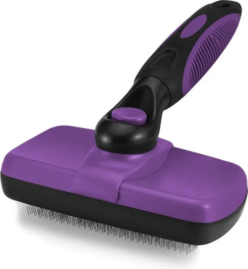 Brosse Bouton de toilettage pour chiens, chats, lapins et chevaux, 18 x 12 x 7 cm rétractable, facile à nettoyer, ergonomique en acier inoxydable. Peigne outil professionnel de toilettag