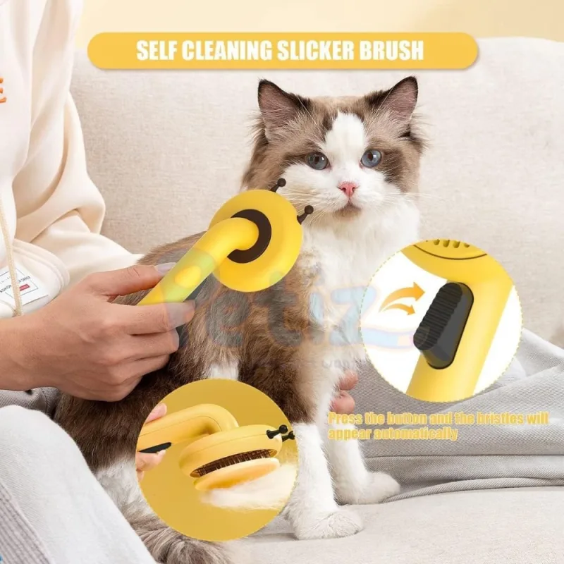 Brosse bouton pour chat style abeille