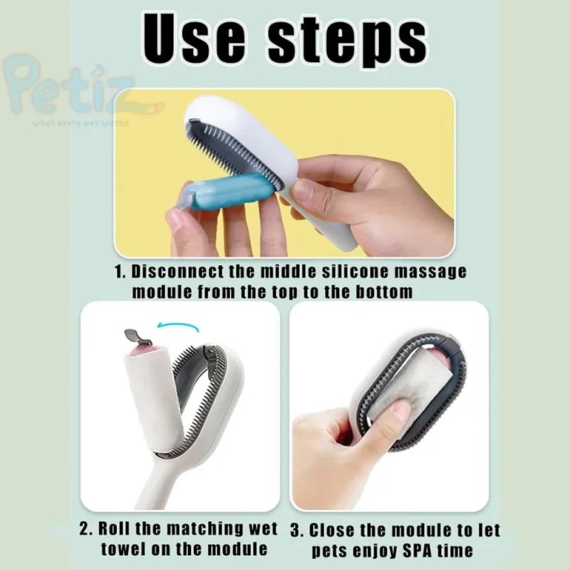 Brosse d’épilation pour chat et chien avec réservoir d’eau