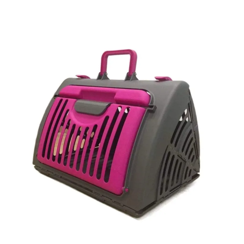 Cage de Transport Pliable pour Chat et Petit Chien – Plastique Résistant, Compacte et Facile à Ranger