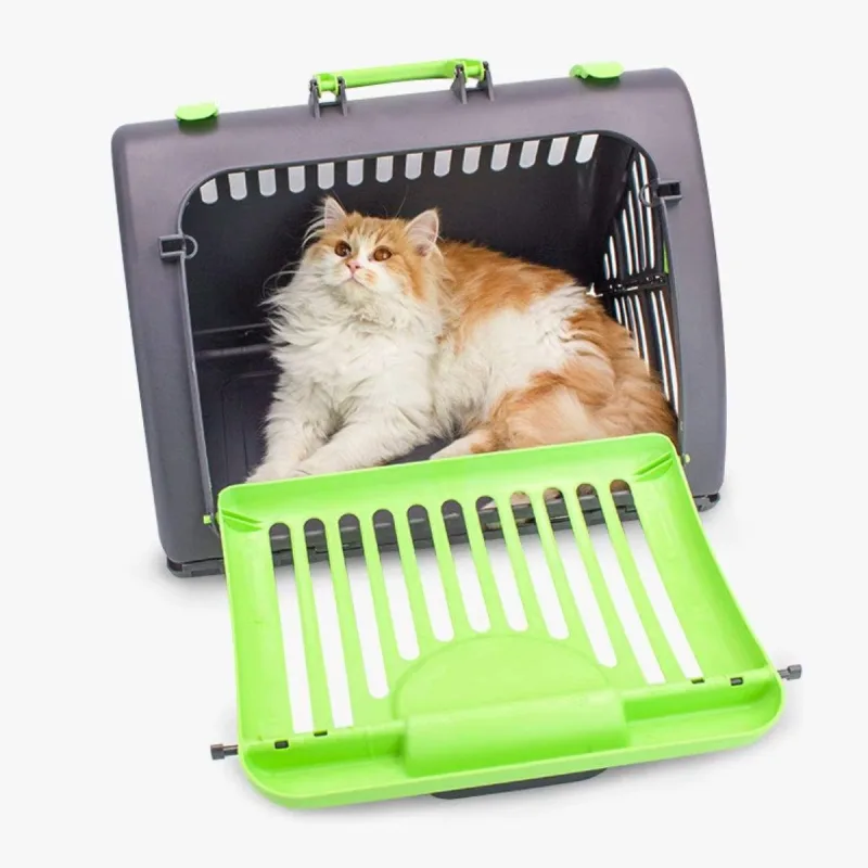 Cage de Transport Pliable pour Chat et Petit Chien – Plastique Résistant, Compacte et Facile à Ranger