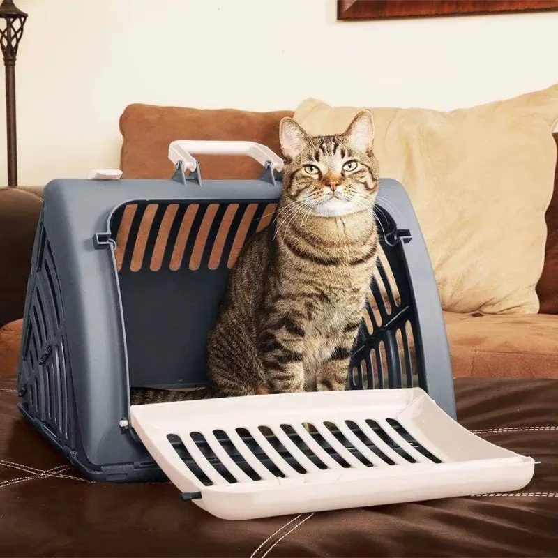 Cage de Transport Pliable pour Chat et Petit Chien – Plastique Résistant, Compacte et Facile à Ranger