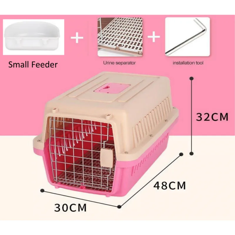 Caisse, Box, Cage de transport pour petit Chien, Chat, Porte Métallique, Clips, Séparateur d’urine et Loquet de Sécurité.