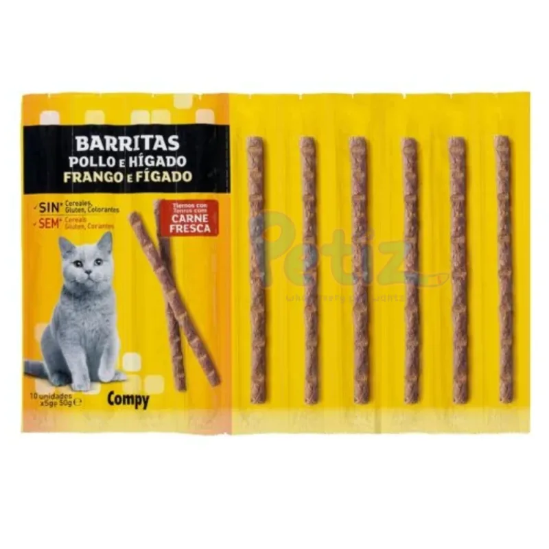 Coshida Friandises pour Chats Adultes – Bâtonnets Gourmands à la Volaille et au Saumon – 10 Sticks
