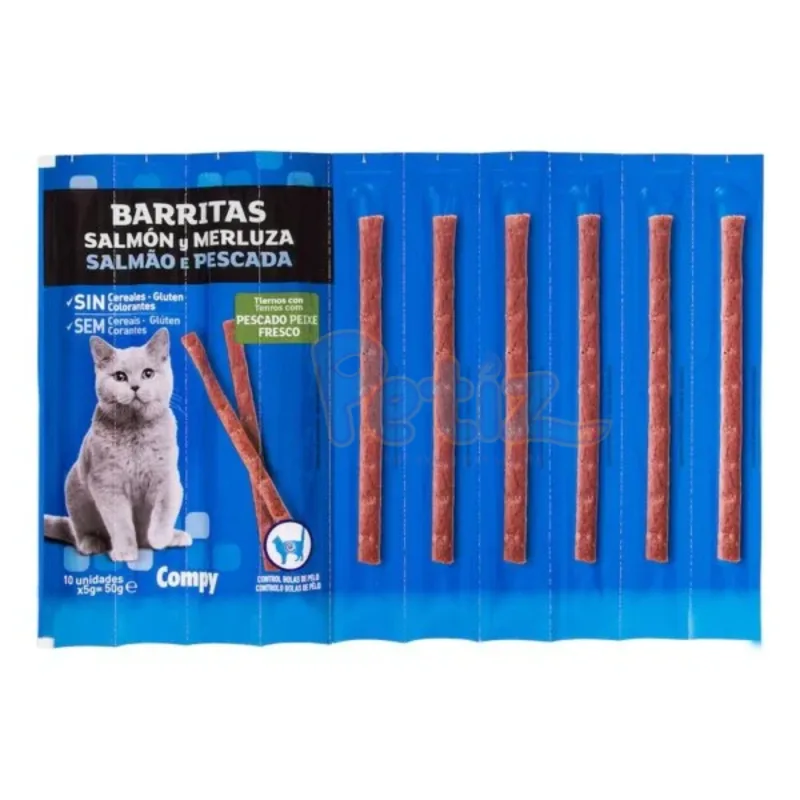 Coshida Friandises pour Chats Adultes – Bâtonnets Gourmands à la Volaille et au Saumon – 10 Sticks