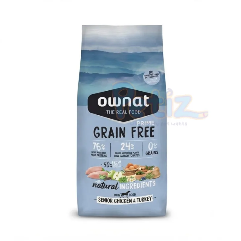 Croquette Ownat Grain Free Senior Chicken & Turkey – Sans Céréales au Poulet et Dinde