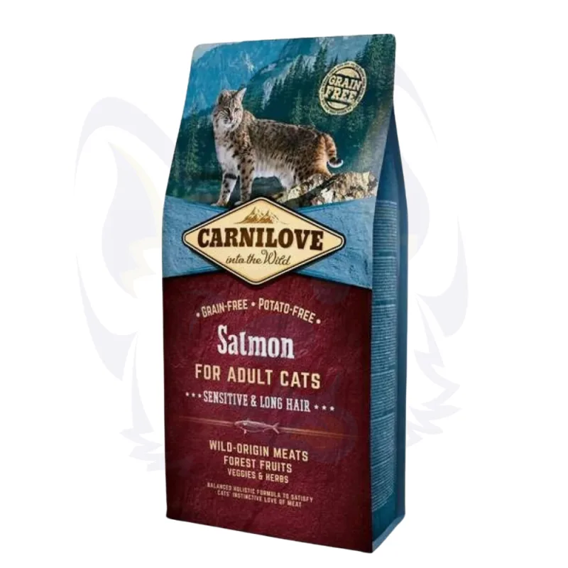 Croquettes Carnilove Chat Saumon Sensible (DIGESTION SENSIBLE, POIL LONG)
