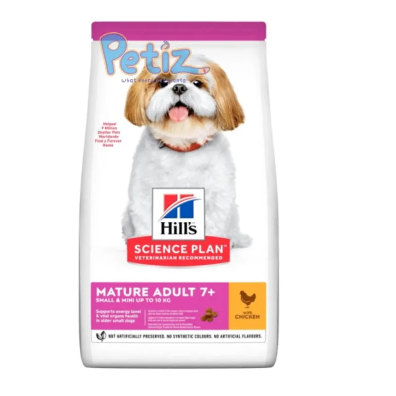 Croquettes Hill’s adulte mature 7+ Science Plan Aliment Pour Chien Small and Mini Au Poulet hills