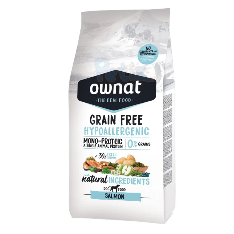 Croquettes Ownat Grain Free Hypoallergenic Saumon pour les chiens sujets aux allergies