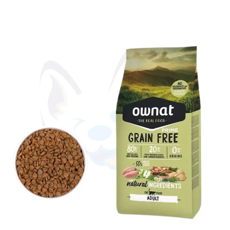 Croquettes Ownat Grain Free Prime Adult Sans Céréales Soutien digestif et articulaire
