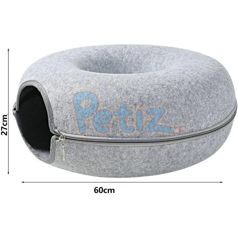 Donut Cat Bed – Lit tunnel pour chat d’intérieur grande taille