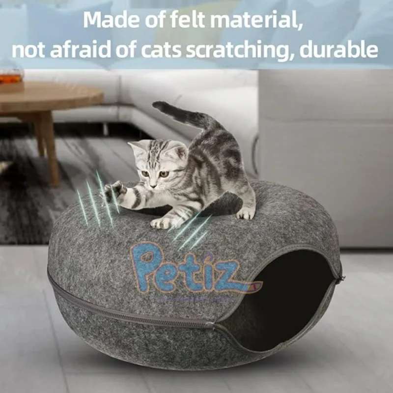 Donut Cat Bed – Lit tunnel pour chat d’intérieur grande taille