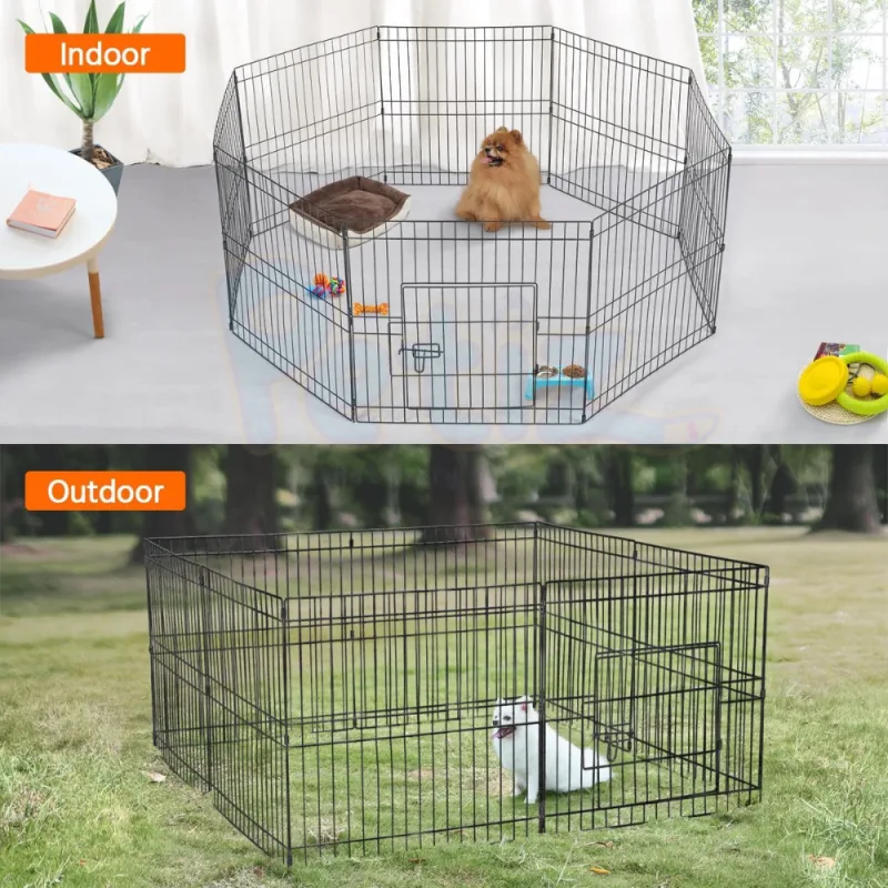 Enclos pour chien en métal 6 panneaux 74×74 cm