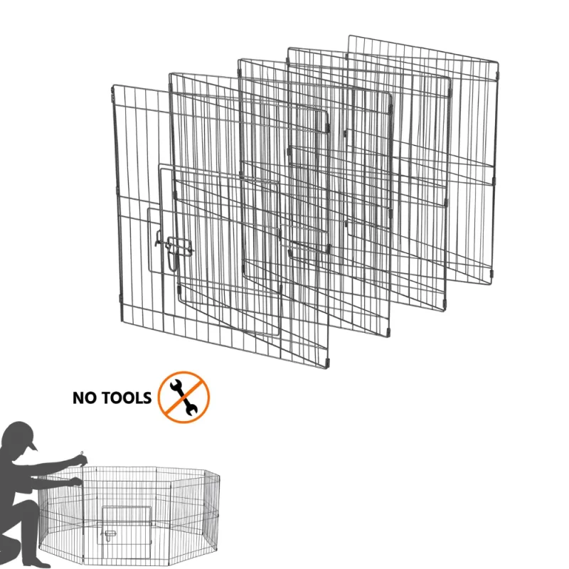 Enclos pour chien en métal 6 panneaux 74×74 cm