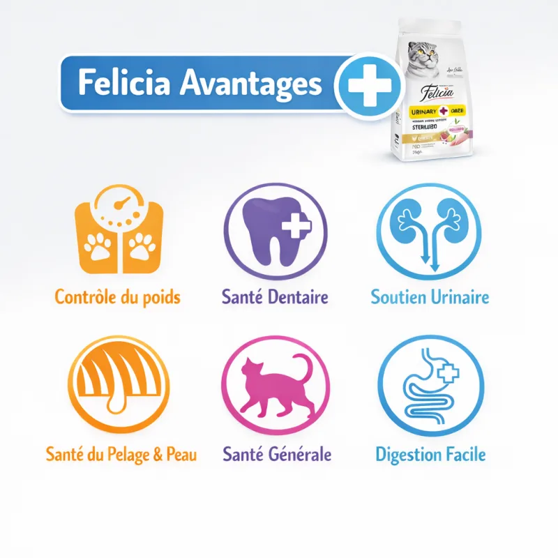 Felicia Urinary Care Sterilised – Aliment super premium complet pour chats stérilisés (Poulet, )