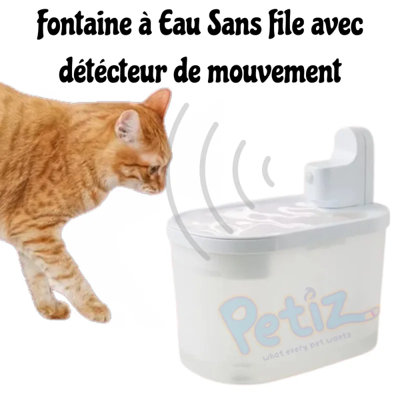 Fontaine à Eau Intelligente et Sans Fil pour Chat et Chien – Batterie Rechargeable, Détecteur de Mouvement, Filtration Avancée à 4 Couches – Hydratation Optimale et Confort Quotidien