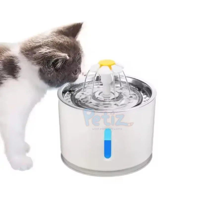 Fontaine à eau pour Chat et Chien en acier inoxydable et Indicateur Led distributeur abreuvoir solution hydratation chat