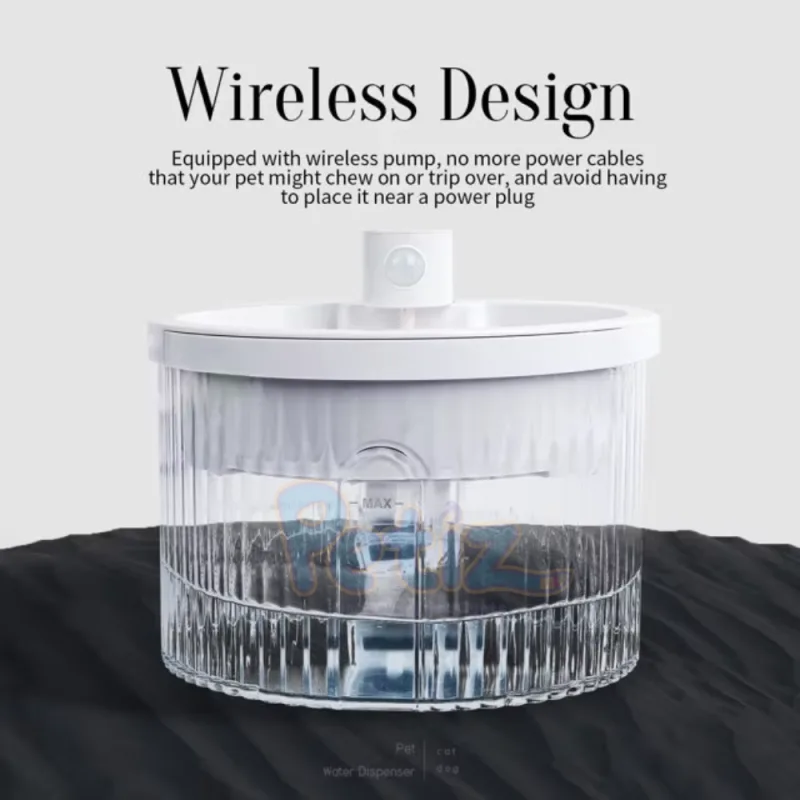 Fontaine à Eau Sans Fil Intelligente pour Chiens et Chats – Capteur de Mouvement Automatique, Rechargeable, Filtration Avancée – Capacité