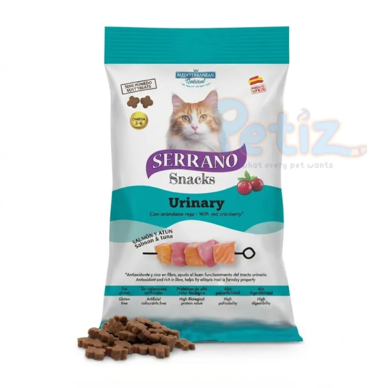 Friandises SERRANO Snacks Urinary pour Chat – Friandises au Saumon, Thon & Cranberry pour le Soutien des Voies Urinaires