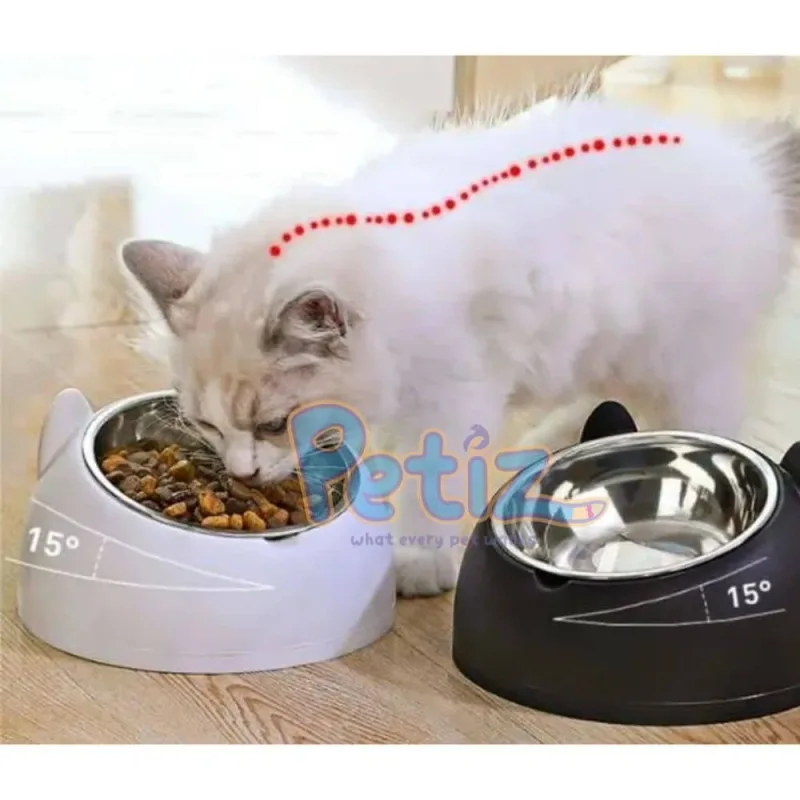 Gamelle inox inclinée confortable pour chat et chien